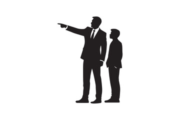Obraz premium Businessman Pointing Silhouette Illustration Guidance and Leadership