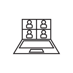 Online conference icon. Laptop with participants grid, perfect for virtual meeting or webinar platforms.