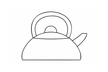 Black Outline Teapot Illustration on White Background