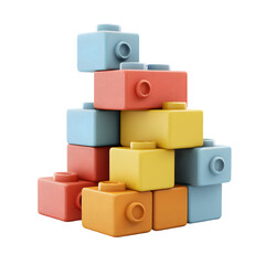 Obraz premium Colorful toy blocks arranged in a three-dimensional structure.