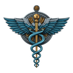 Detailed caduceus medical symbol isolated on transparent background