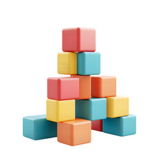 Colorful stack of cubes arranged in a pyramid shape.