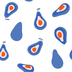 Cartoon avocado seamless pattern. Abstract design with avocado. Cute avocado texture vector background.