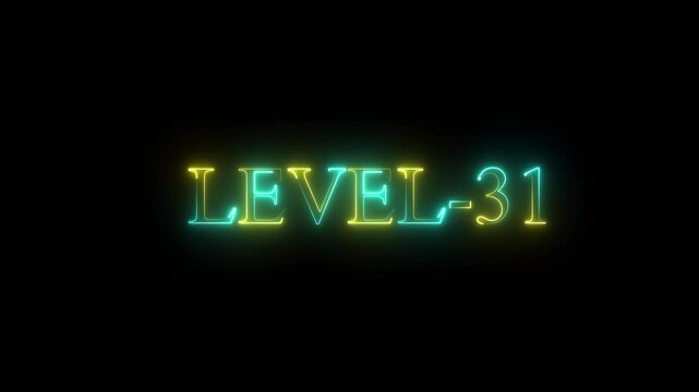 Level-31 The Neon Rift Challenge &ndash; Enter the Glitch Realm Where. Glitch text effect. Neon level number. on 4k video animation 