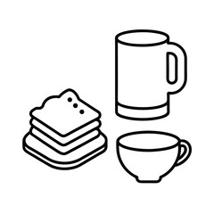 breakfast food outline icon pancake toast