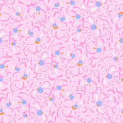Seamless hand drawn floral abstract pattern, small flowers texture. Vector botanical texture illustration.