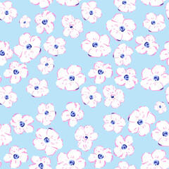 Seamless hand drawn floral pattern, small flowers texture. Vector botanical texture illustration.