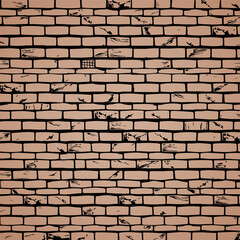 Brick wall texture, masonry background, vintage urban surface, grunge brickwork pattern, exterior facade illustration