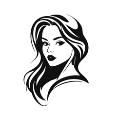 Elegant woman silhouette, beauty salon logo, lady face outline, stylish girl head design