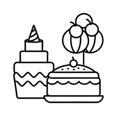 cake icon pack vector outline dessert set