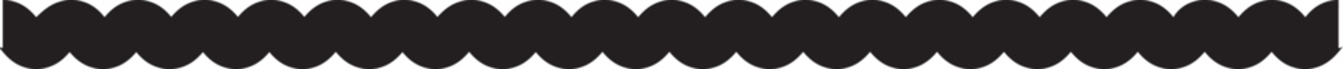 Thick zigzag black vector formed with twenty-one alternating smooth peaks and troughs in repetitive motion.