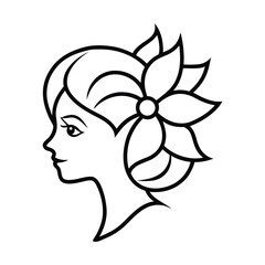 floral hair woman line vector