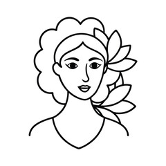 floral hair woman line vector