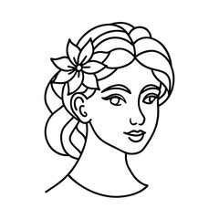 floral hair woman line vector