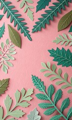 Colorful paper leaves arrangement creative studio decorative art modern aesthetic top-down view nature-inspired design