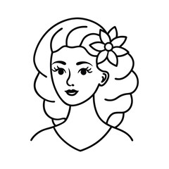 floral hair woman line vector