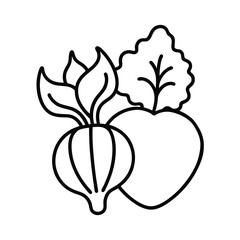 fresh vegetable line art farm icon set