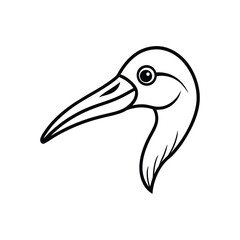 Obraz premium Line art illustration of a stork's face and long beak.eps