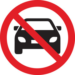 No Vehicles Allowed Vector Icon – Car Prohibition Sign with Red Circle & Slash