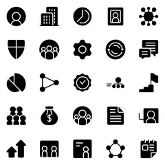 Collection of Basic Organization Related Vector Solid Icons. Contains Icons like Global, People, Money, Group and more. Editable stroke. 48x48 pixels