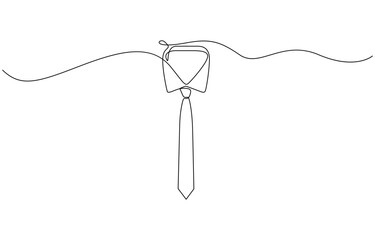 Collar with necktie continuous line drawing. Business and fashion style concept, Tie drawing vector, continuous single one line art style isolated on white background. Minimalism hand drawn style