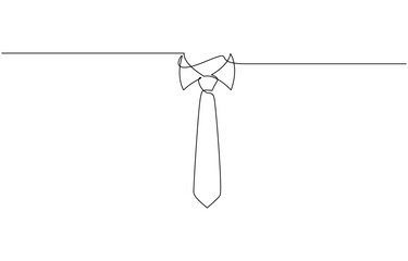 Collar with necktie continuous line drawing. Business and fashion style concept, Tie drawing vector, continuous single one line art style isolated on white background. Minimalism hand drawn style