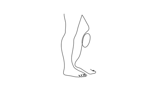 Human feet on floor scales, animated self drawing of single continuous line, 4K Stock video Animated sketch vector drawing. One line drawing of woman legs.