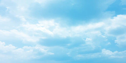 White clouds indicate blue sky, pure, fresh mind, changeable weather, sunny light, daylight, natural, dramatic sky light rays on the clouds, landscape for background