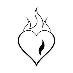 heart in fire outline black icon