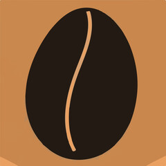 
A large, stylized brown coffee bean icon with a lighter central groove, set against a warm, light brown background, suggesting warmth and aroma.