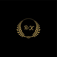 RX beautiful feminine and elegant wedding monogram initial logo with circle floral gold