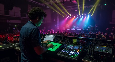 Concert Sound Engineer Controls the Vibe from the Mixing Desk