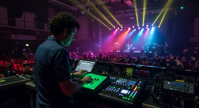 Concert Sound Engineer Controls the Vibe from the Mixing Desk