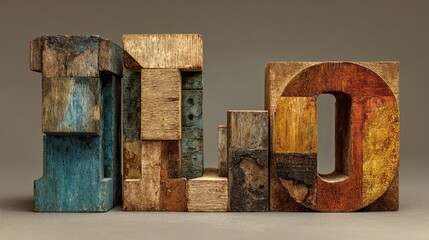 Wooden Alphabet Letters on Gray Surface