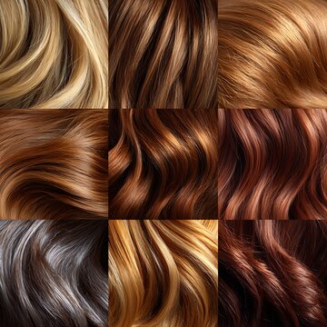 Diverse Collection of Hair Textures and Colors for Beauty and Fashion Inspiration