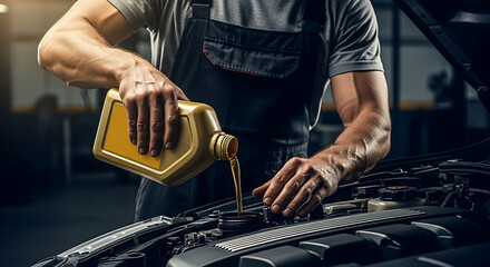 Expert Mechanic Performing an Oil Change  Precision and Care for Your Vehicle's Engine