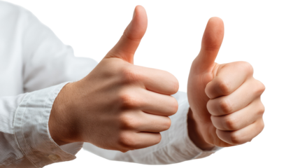 Thumbs Up Gesture: A person's hands, elegantly presented with both thumbs up, is a powerful symbol of approval, agreement, and positivity. The image evokes a sense of affirmation and support.
