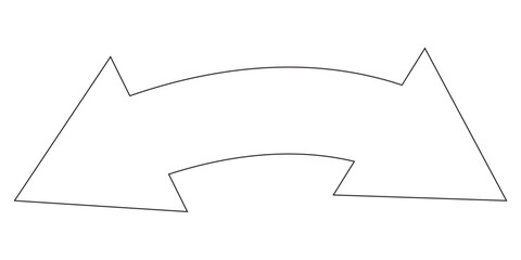 Dual semi circle arrow. Vector illustration. Semicircular curved thin long double ended arrow.