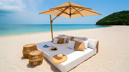 Obraz premium tropical beach with umbrellas