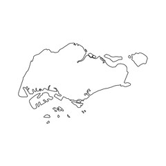 vector map of Singapore isolated on a transparent background, Detailed map of Singapore