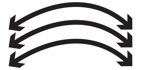 Dual sided arrow vector, icon, silhouette design. Semicircular curved thin, long double ended arrow vector design for website, app and logo design. Vector illustration of duel side arrow