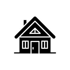 Minimalist Black House Icon on White Background.