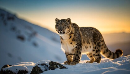 Fototapeta premium Snow Leopard on Rocky Slope