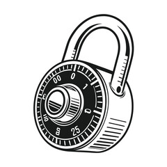 Vintage Style Combination Lock Illustration