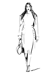 hand-drawn black and white ink illustrations featuring stylish women in bold, expressive lines. Each piece captures elegance, confidence, and timeless fashion 