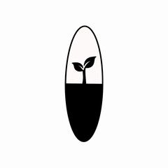 Simple Illustration of a Seedling Growing from Soil in an Oval Shape