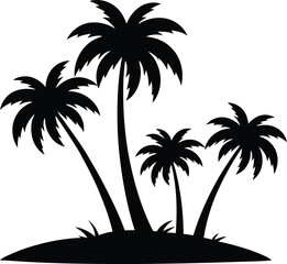 Tropical Island with Palm Trees Silhouette

