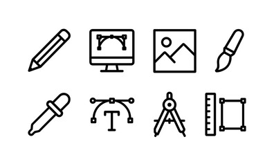 Essential graphic design icons: tools for creativity and digital art