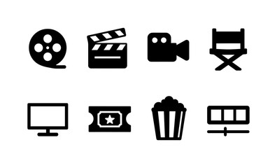 Movie icon collection: entertainment symbols for film and cinema enthusiasts