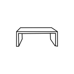 Simple line drawing of a low, contemporary table.